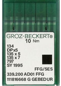 Groz Beckert 134 FFG/SES GEBEDUR Size 60 Pack of 10 Needles