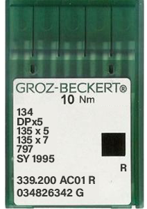 Groz Beckert 134 R Size 55 Pack of 10 Needles