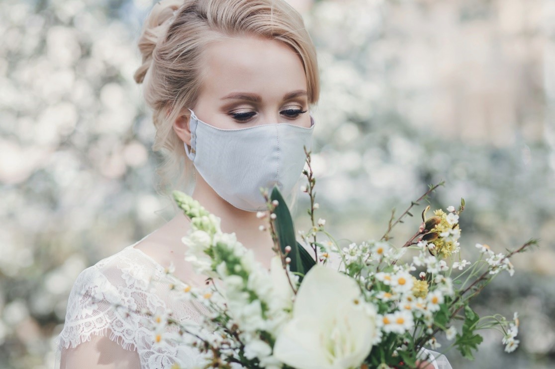 Bride Wearing Facemask